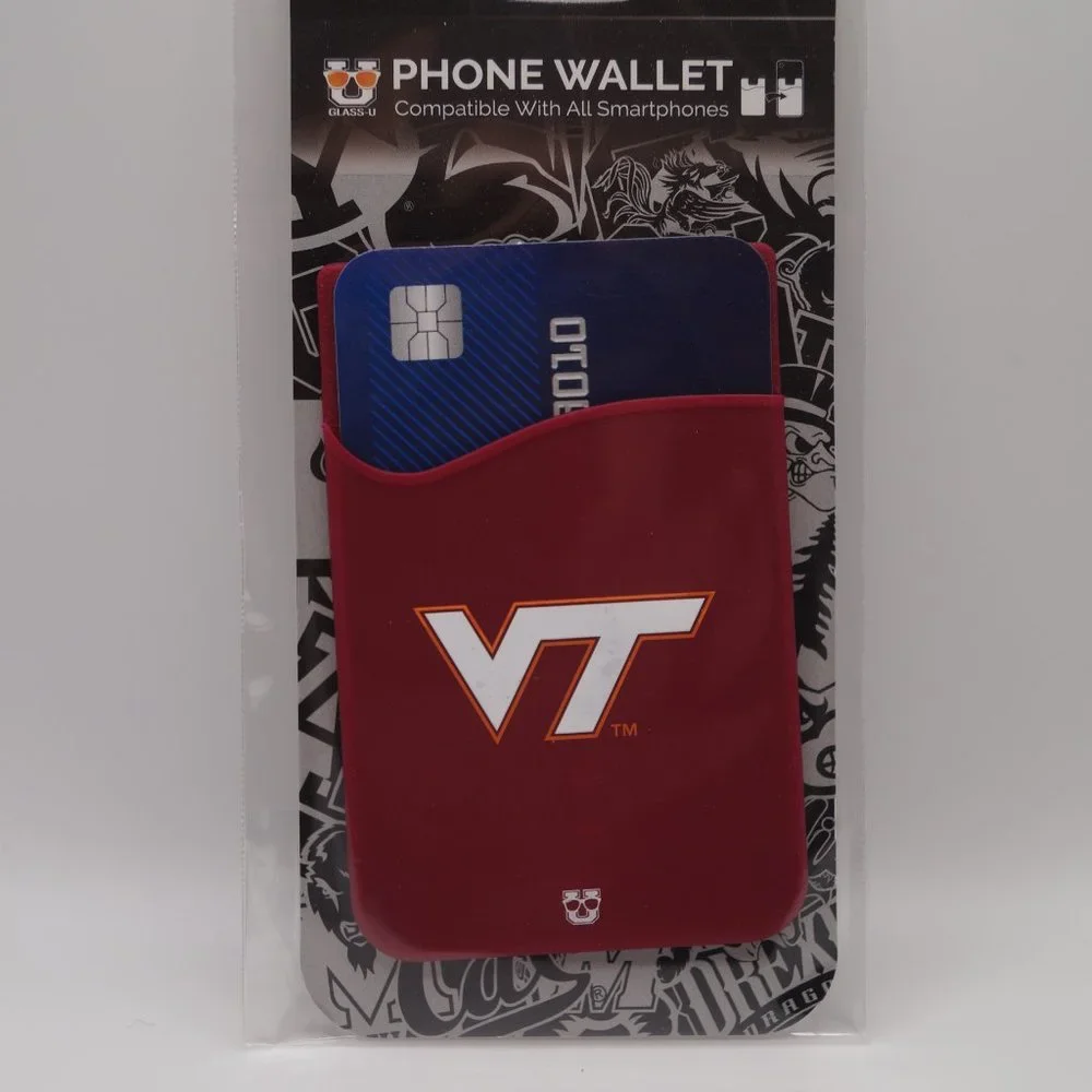 Virginia Tech Hokies Silicone Stick On Phone Wallet Card Holder